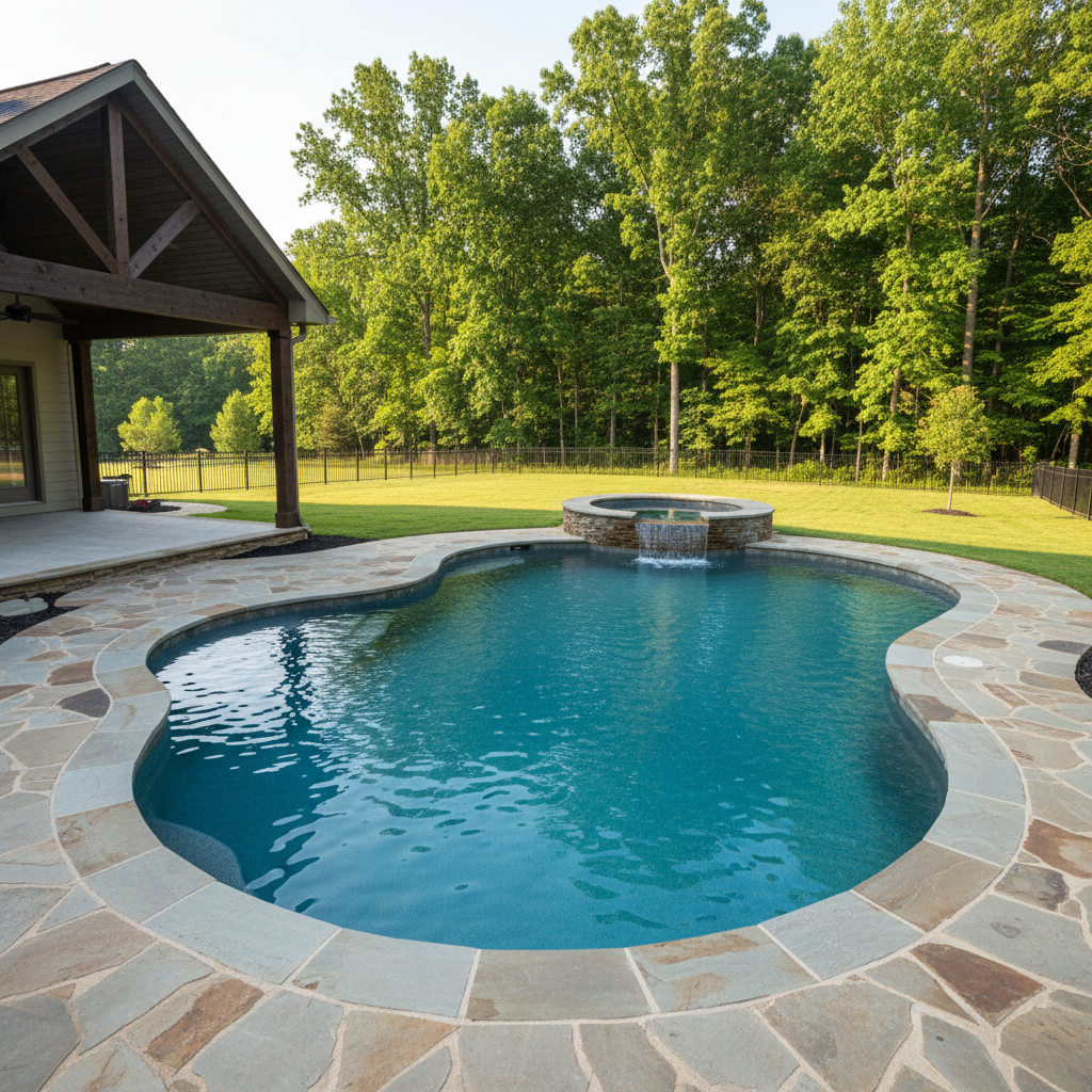 Completed new pool construction work at a residential property in Knoxville, TN