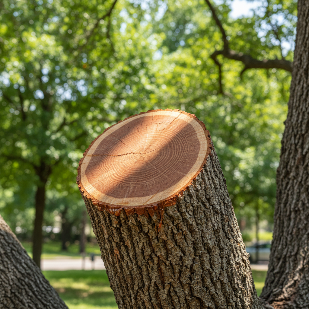 Completed tree trimming work at a residential property in Kyle, TX