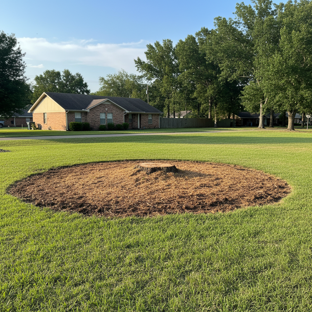 Completed stump grinding & removal work at a residential property in Beaumont, TX