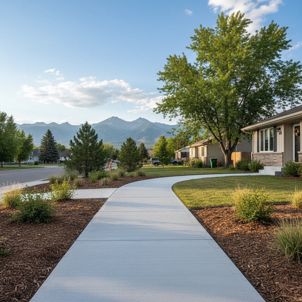 Completed concrete sidewalks work at a residential property in Salt Lake City, UT