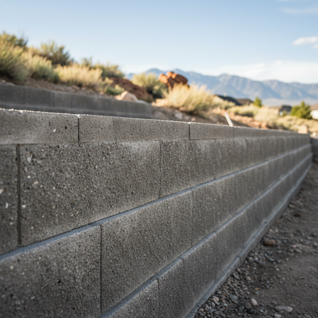 Completed concrete retaining walls work at a residential property in Kearns, UT