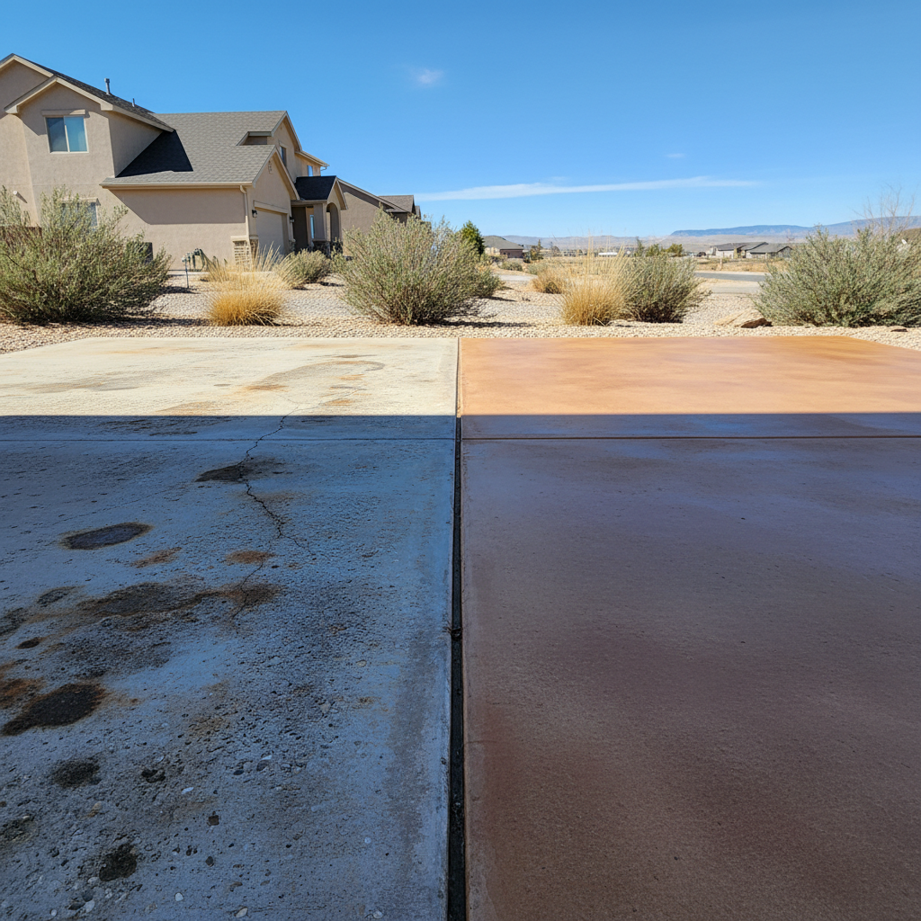 Completed concrete staining work at a residential property in West Valley City, UT