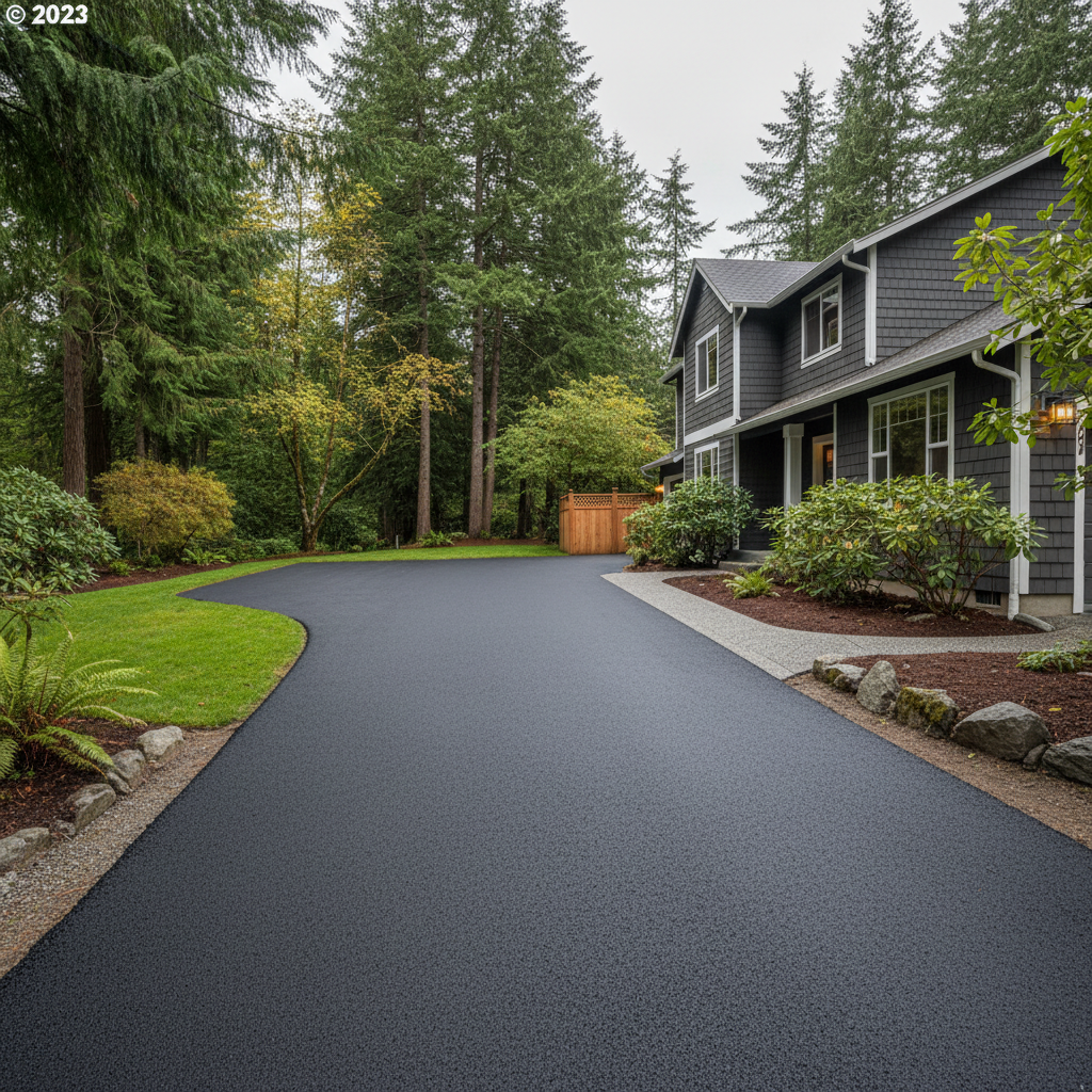 Completed asphalt paving work at a residential property in Edmonds, WA