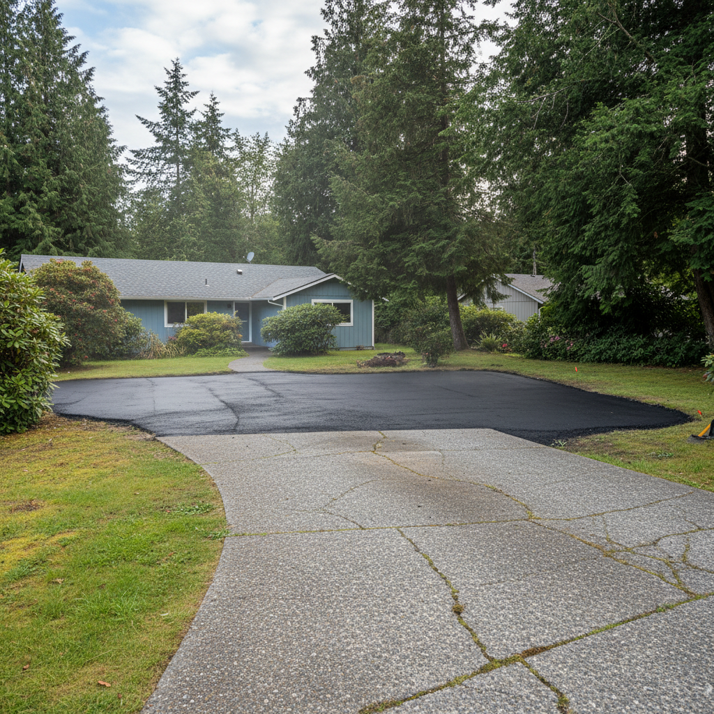 Completed asphalt patching work at a residential property in Bremerton, WA