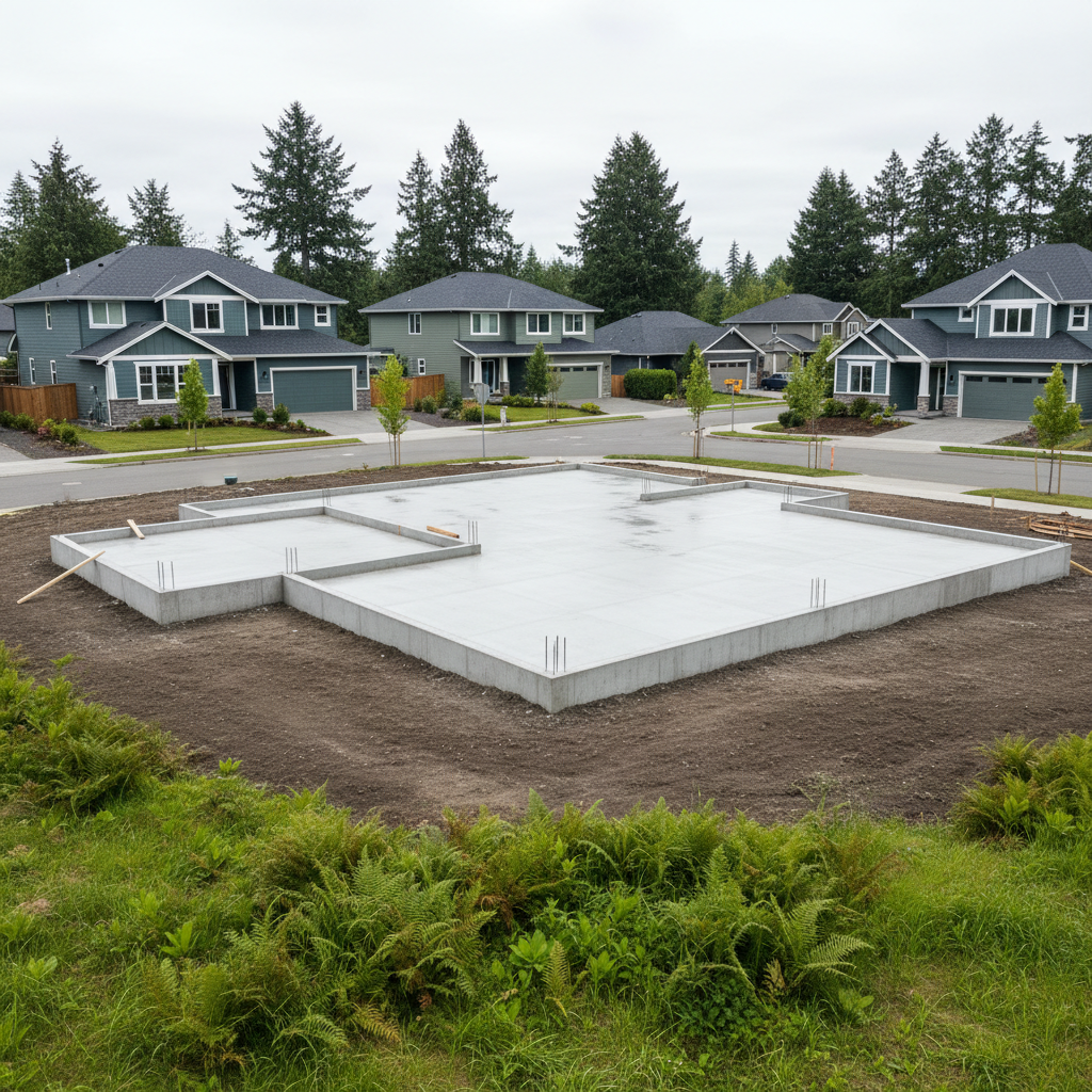 Completed concrete foundations work at a residential property in Bothell, WA