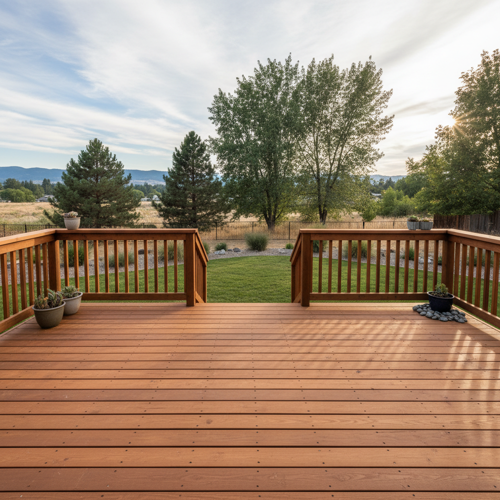 Completed wooden decks work at a residential property in Richland, WA