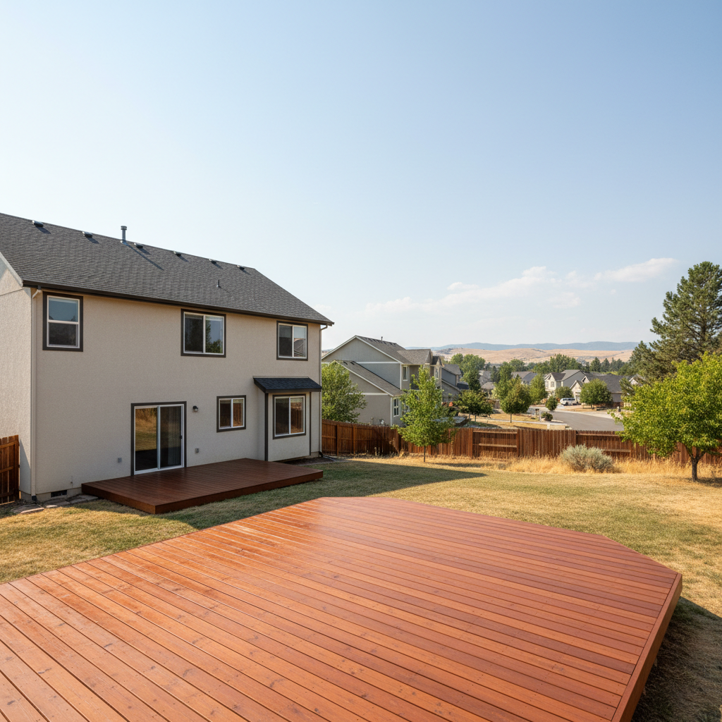 Completed deck staining work at a residential property in Richland, WA