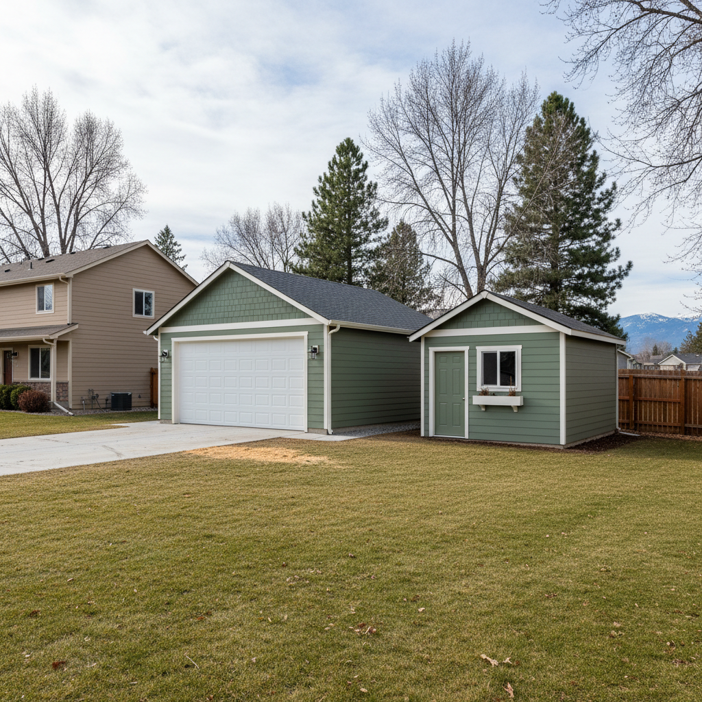 Completed garages work at a residential property in Cheney, WA