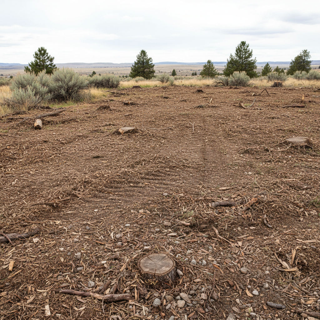 Completed land clearing work at a residential property in Pasco, WA