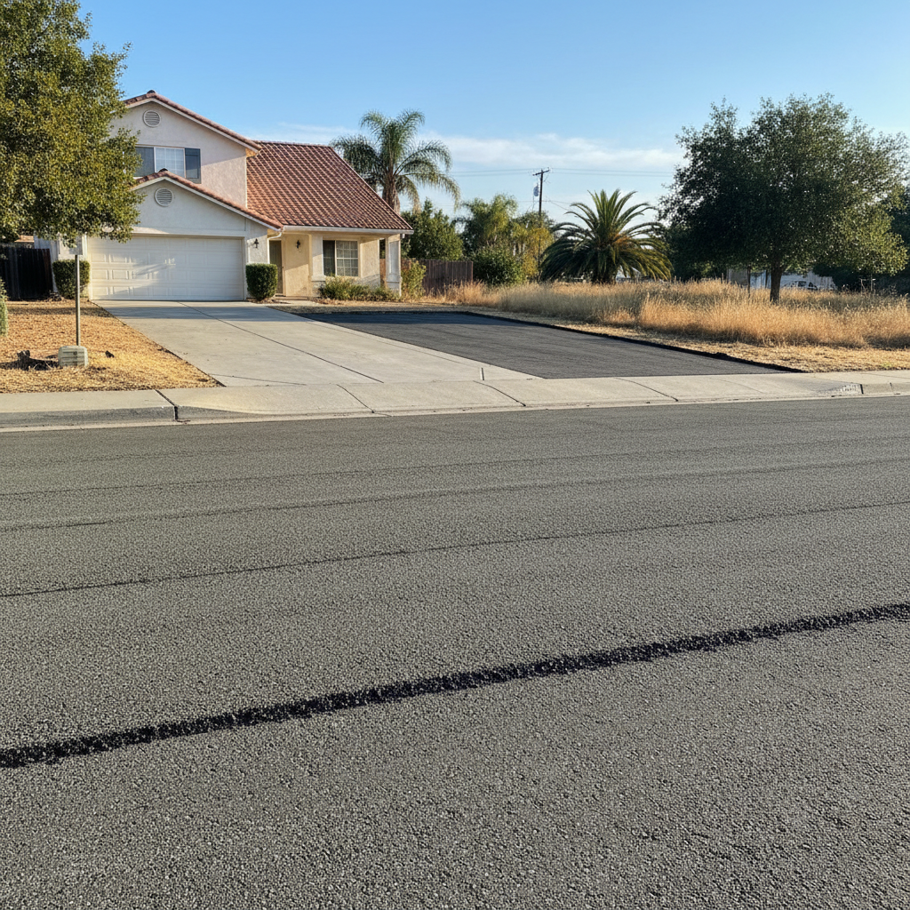 Completed asphalt milling work at a residential property in Tracy, CA