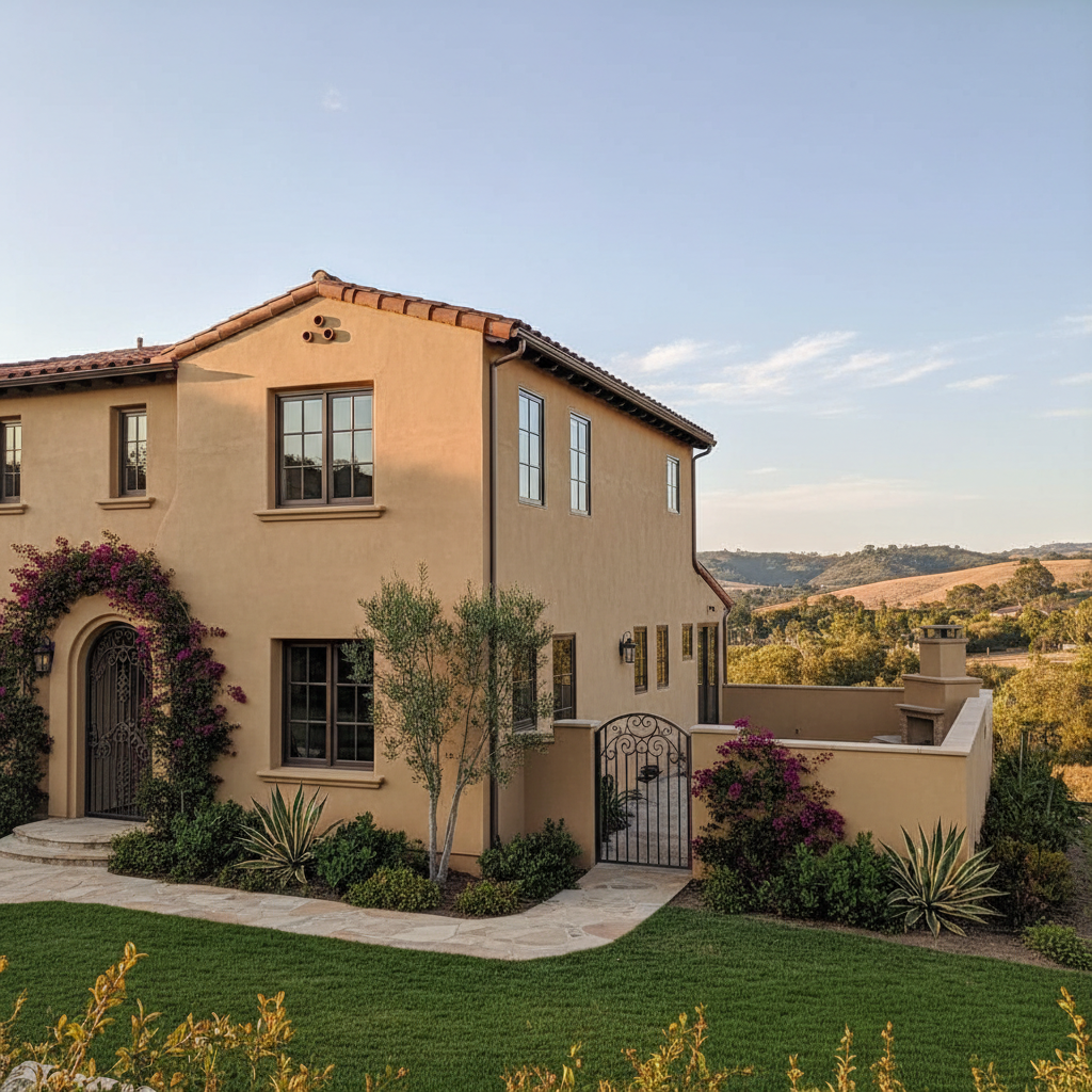 Completed stucco installation work at a residential property in Fullerton, CA