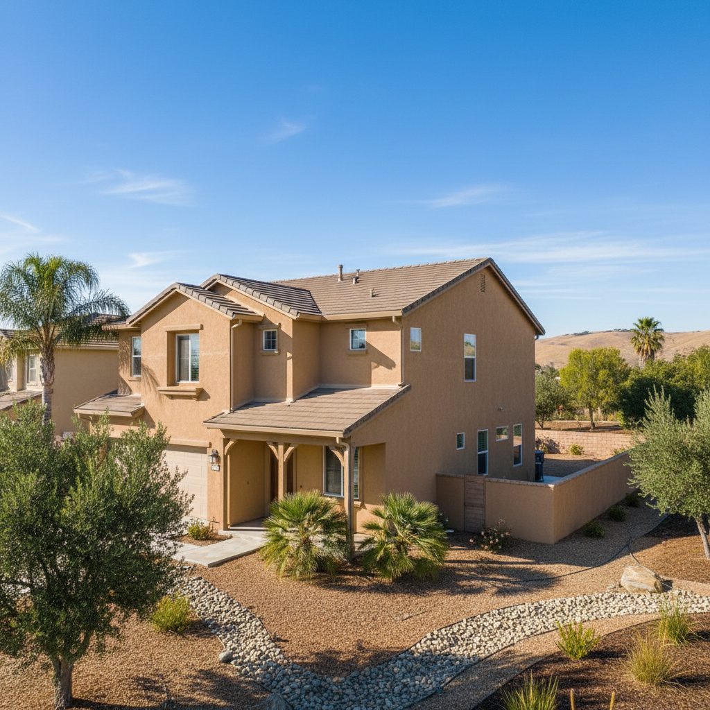 Completed stucco installation work at a residential property in Murrieta, CA