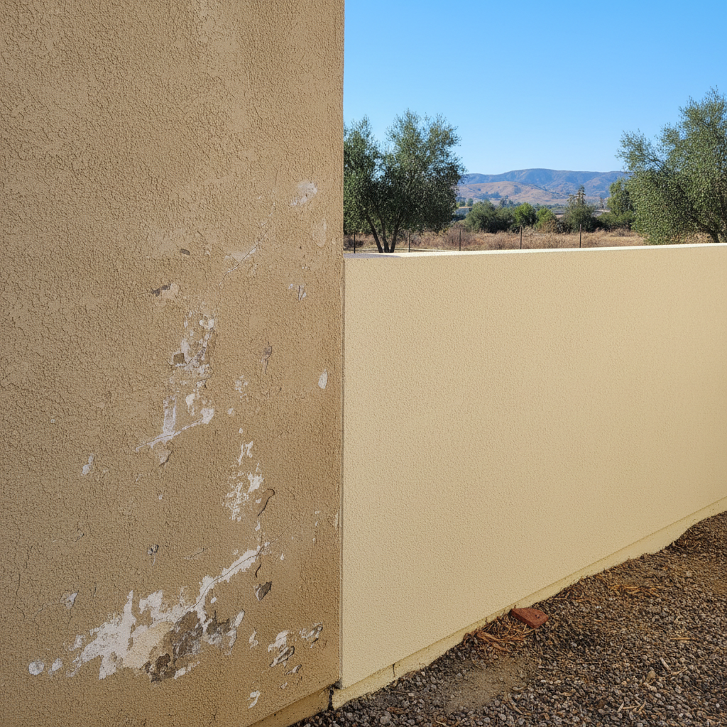 Completed stucco replacement work at a residential property in Murrieta, CA
