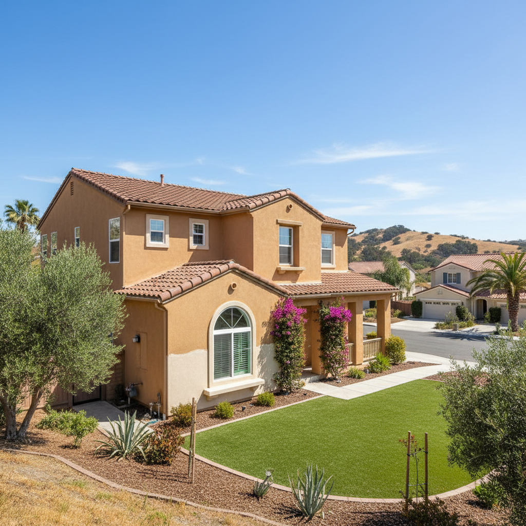 Completed stucco repair work at a residential property in Murrieta, CA