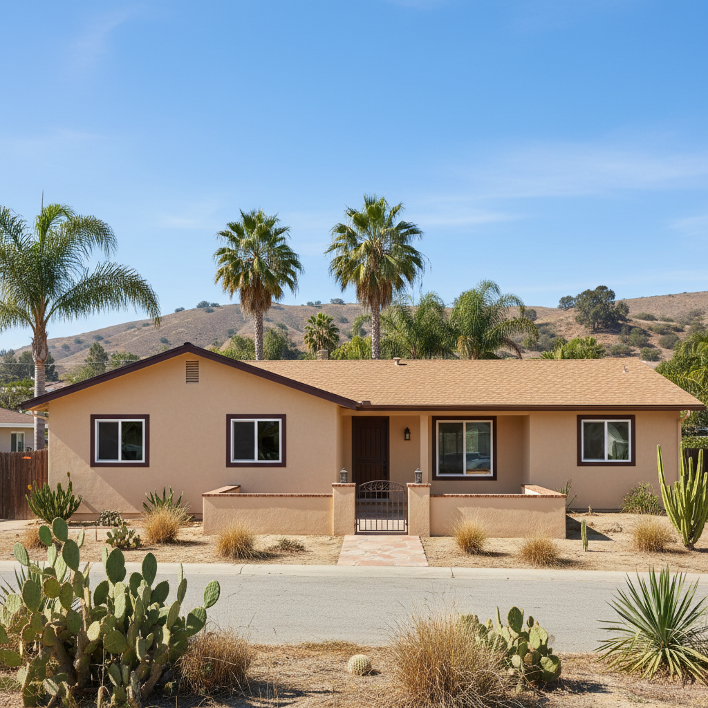 Completed stucco painting work at a residential property in Ontario, CA