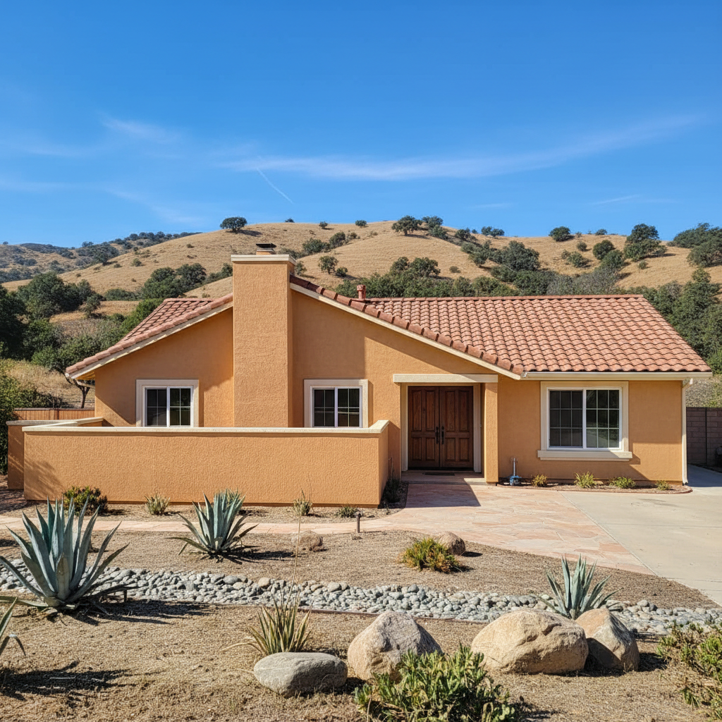 Completed stucco painting work at a residential property in Murrieta, CA