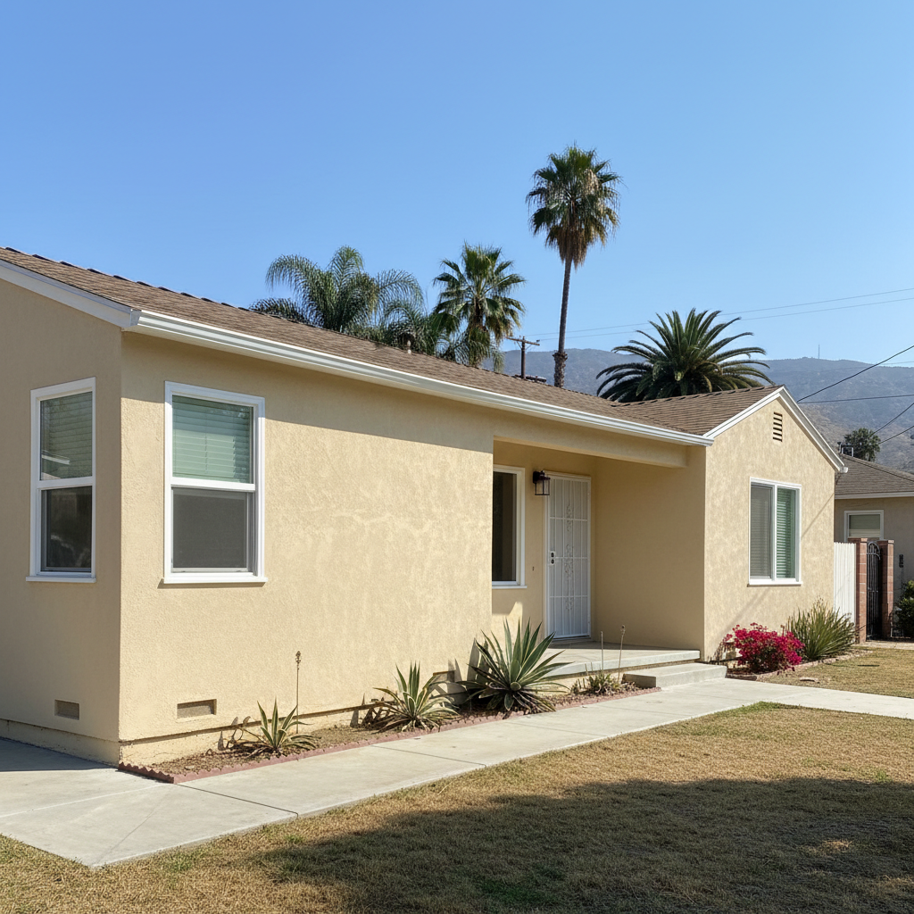 Completed stucco removal work at a residential property in Riverside, CA