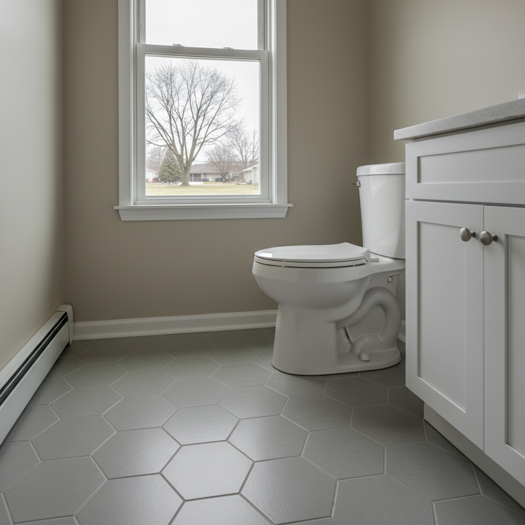 Completed toilet installation work at a residential property in Rockford, IL