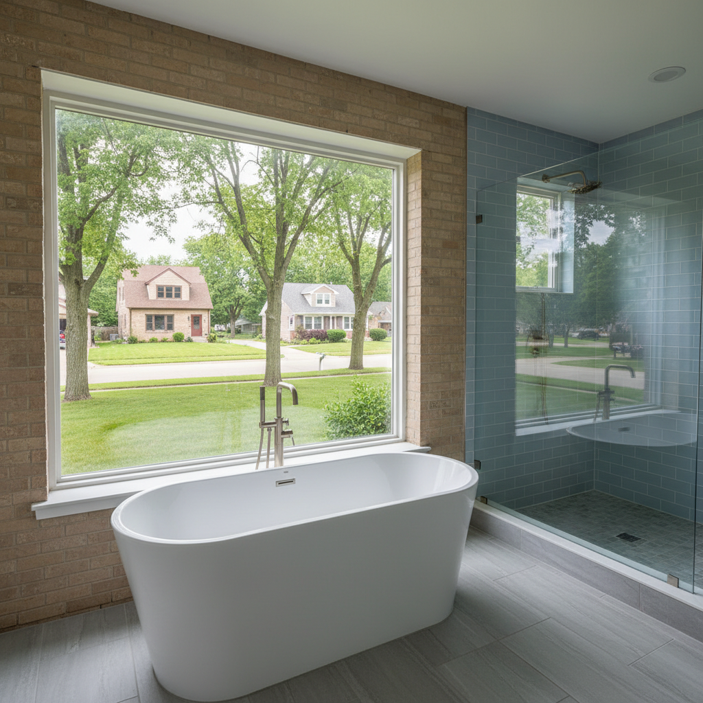 Completed bathtub and shower installation work at a residential property in Rockford, IL
