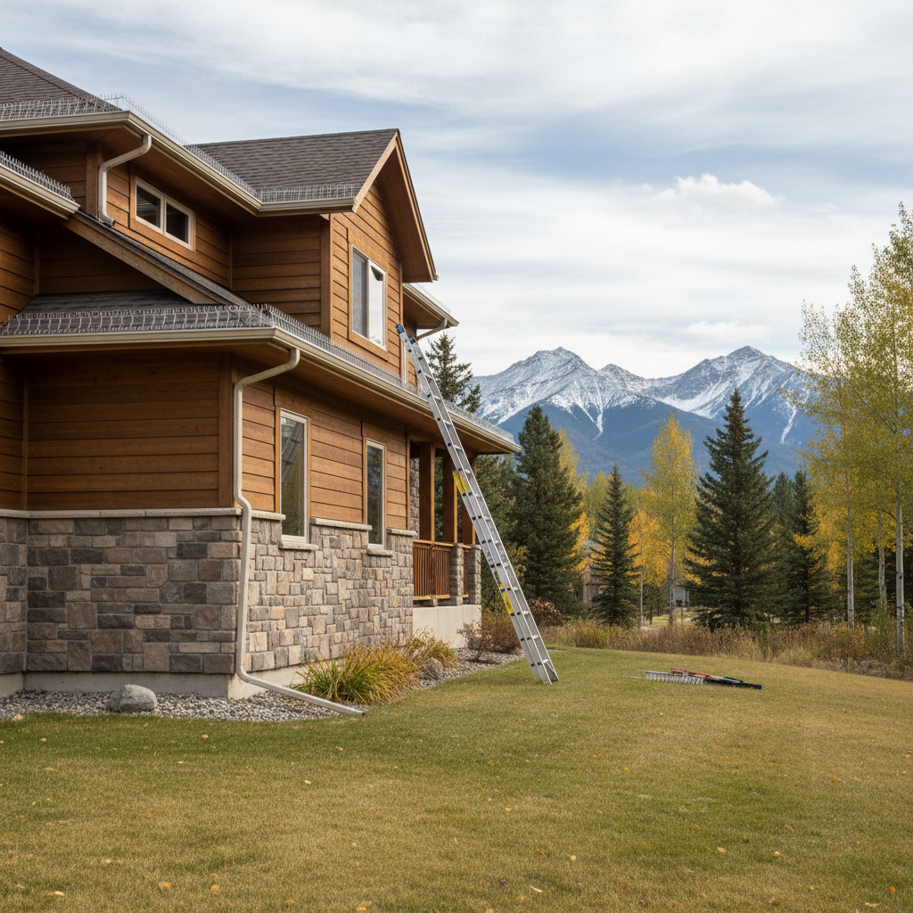 Completed gutter maintenance plans work at a residential property in Whitefish, MT