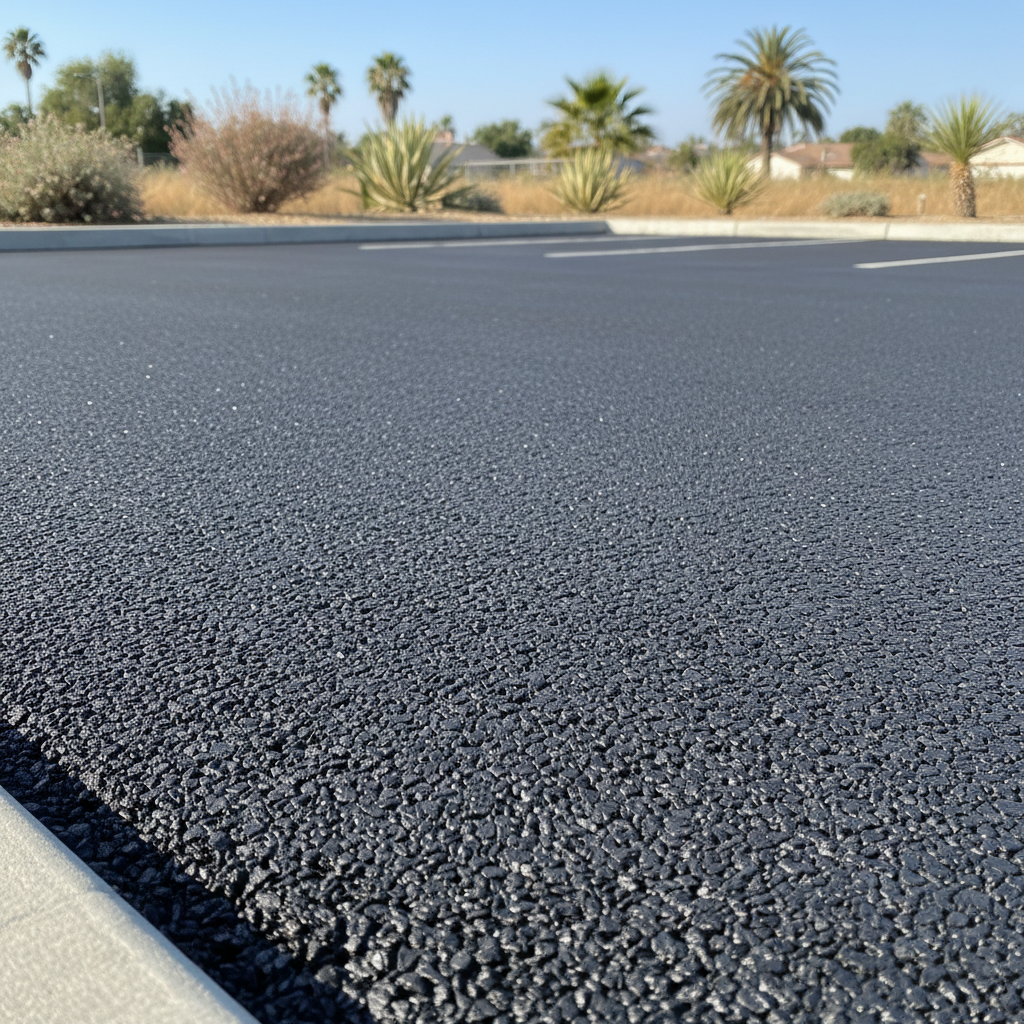 Completed parking lot paving work at a residential property in Garden Grove, CA