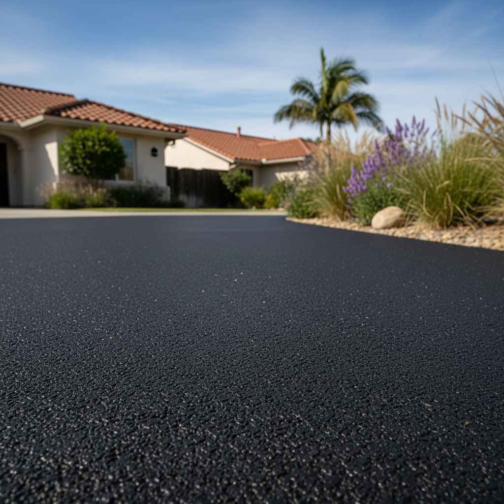 Completed residential asphalt work at a residential property in Garden Grove, CA