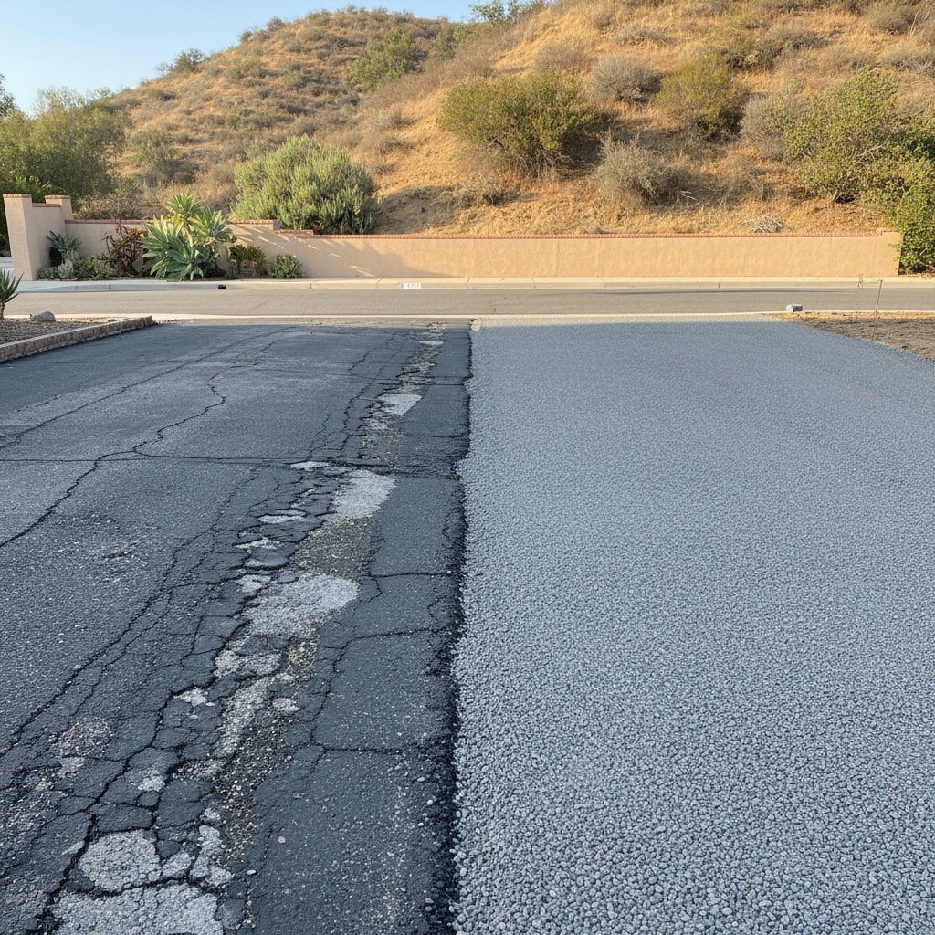 Completed asphalt milling work at a residential property in North Hollywood, CA