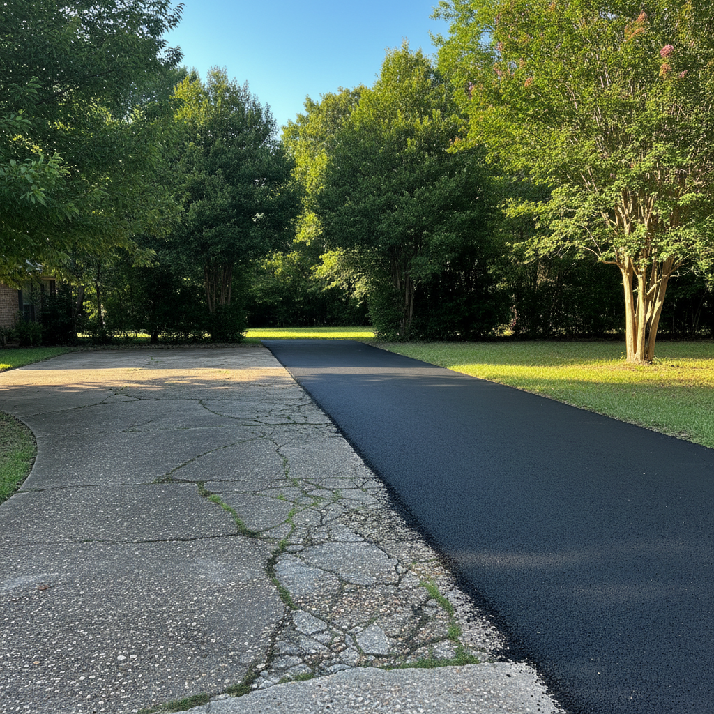 Completed residential asphalt work at a residential property in New Caney, TX