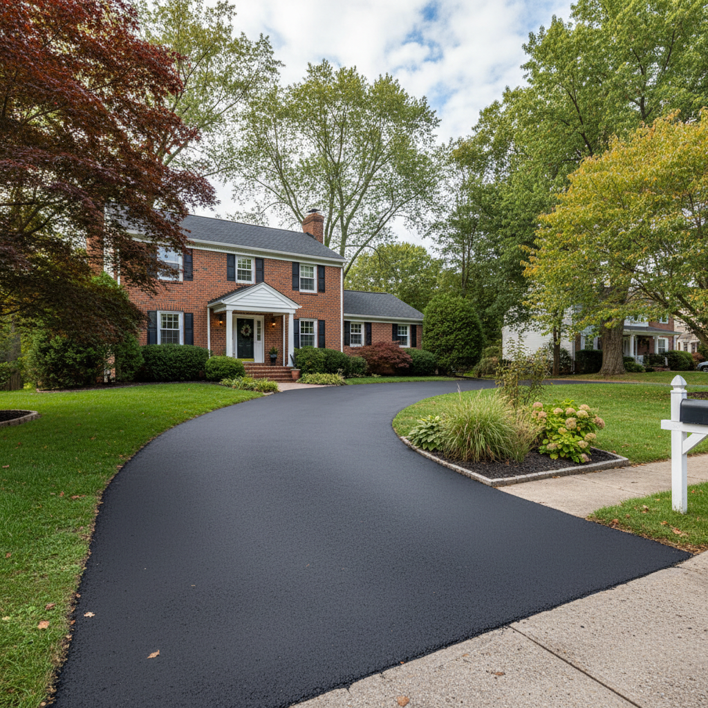 Completed asphalt sealcoating work at a residential property in Philadelphia, PA