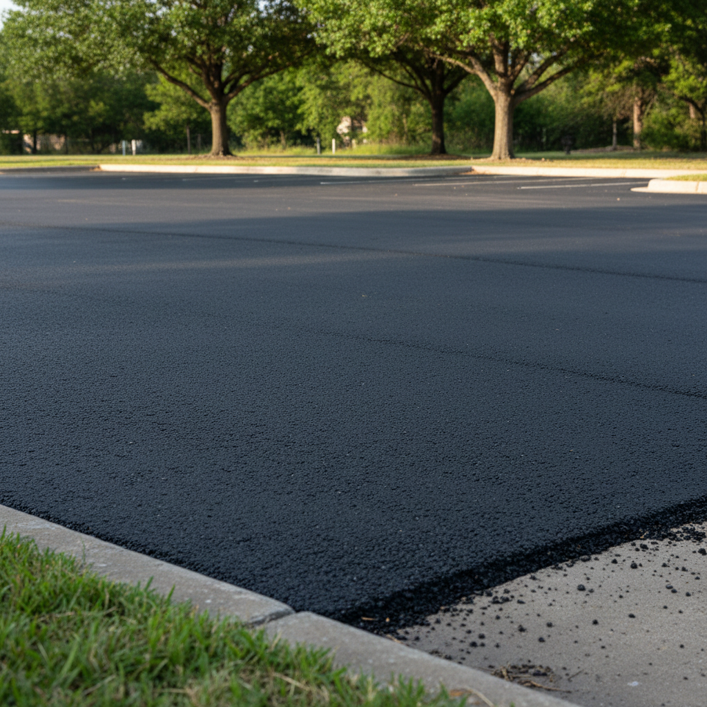 Completed parking lot paving work at a residential property in Houston , TX
