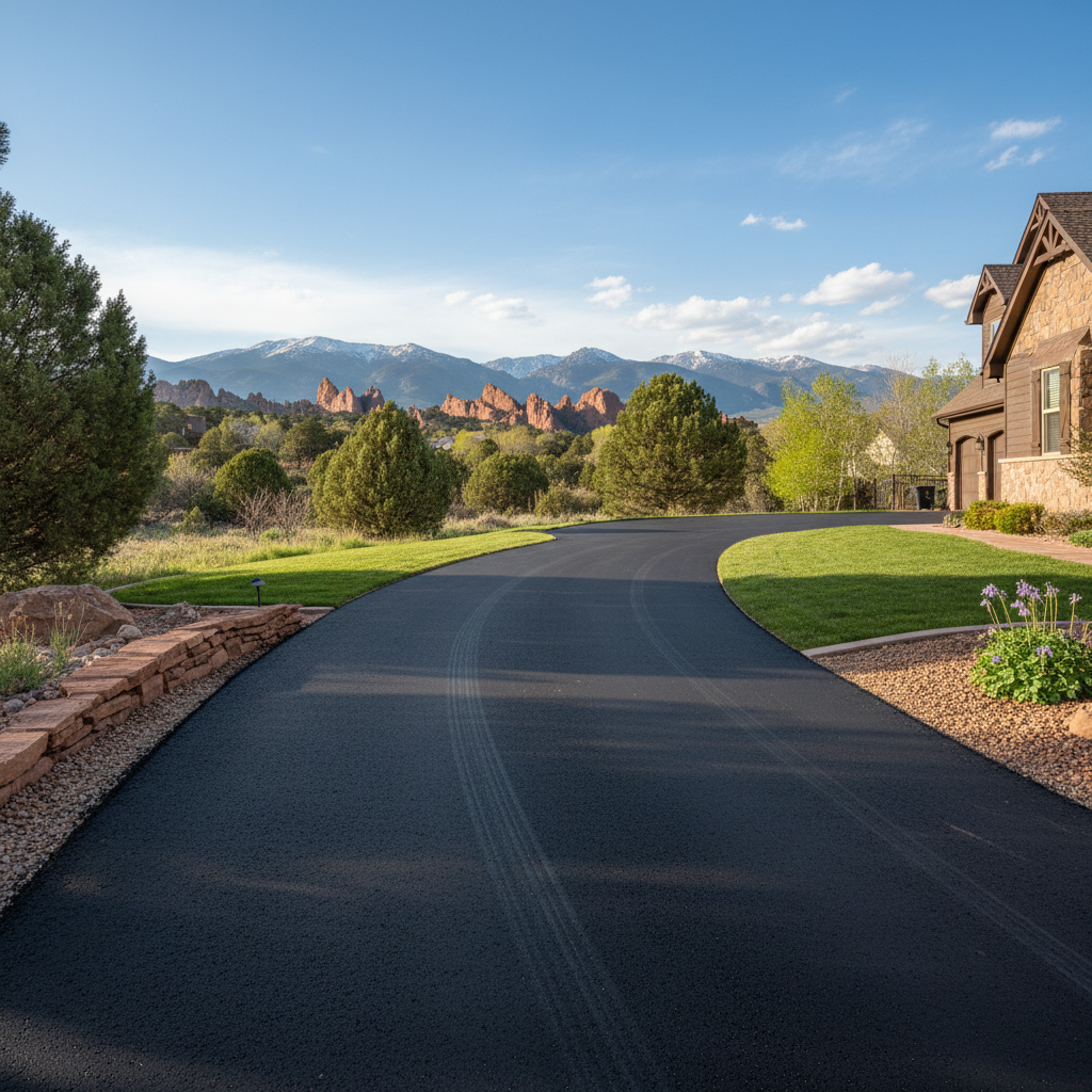 Completed residential asphalt work at a residential property in Colorado Springs, CO