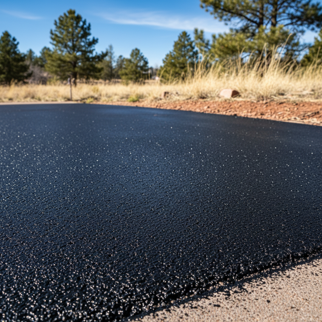 Completed asphalt sealcoating work at a residential property in Colorado Springs, CO