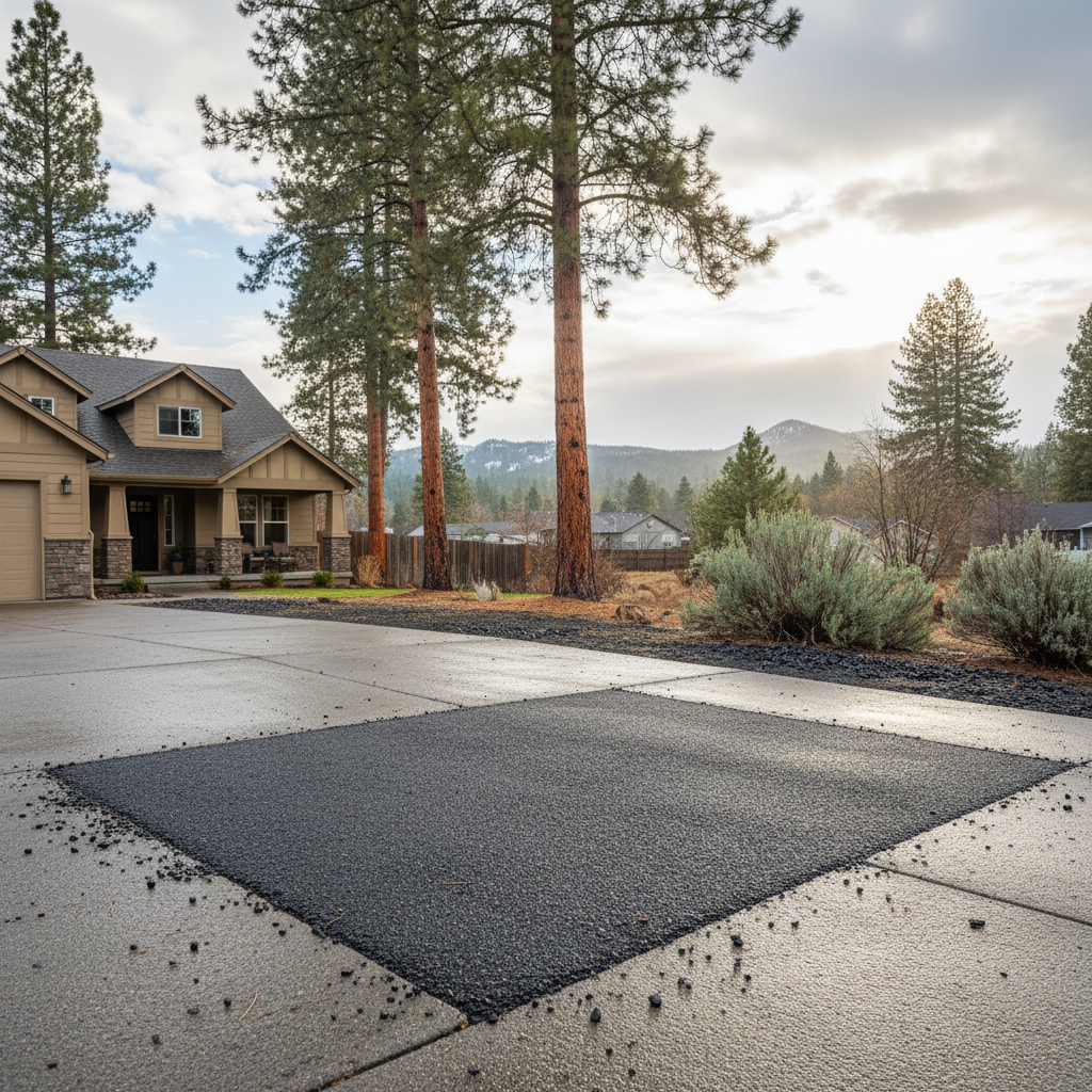 Completed asphalt patching work at a residential property in klamath falls, OR