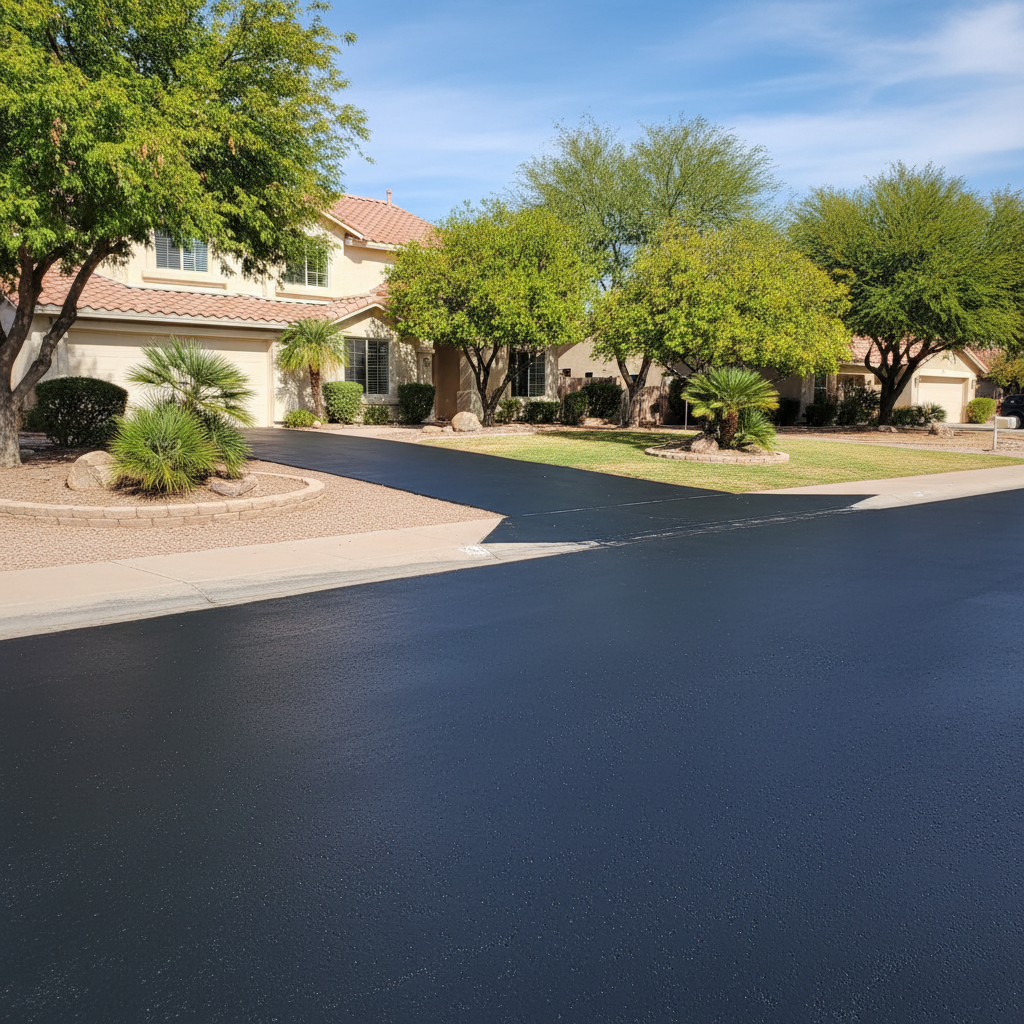 Completed slurry coating work at a residential property in Phoenix, AZ