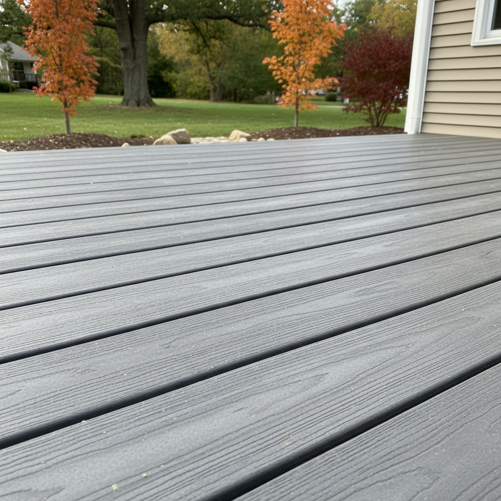 Completed trex decks work at a residential property in North Attleborough, MA
