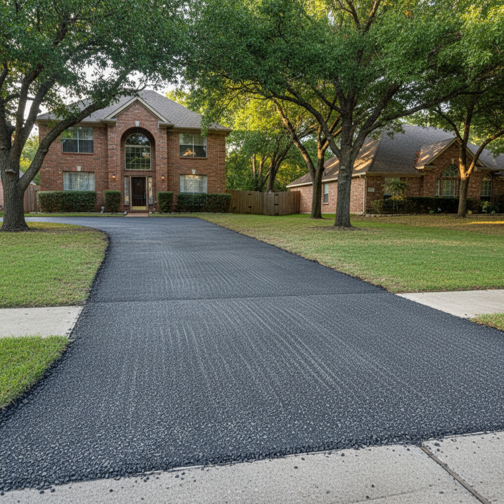Completed asphalt milling work at a residential property in Dallas, TX