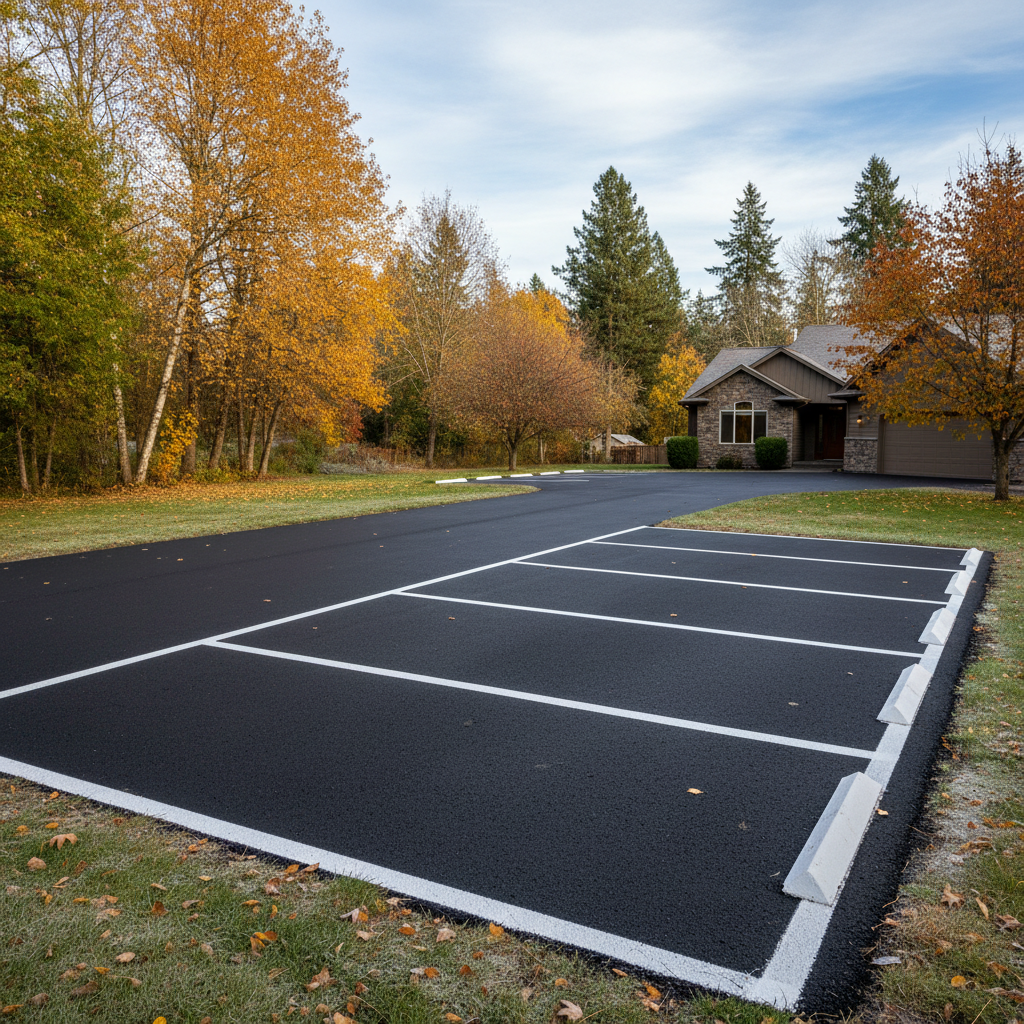 Completed asphalt striping work at a residential property in klamath falls, OR