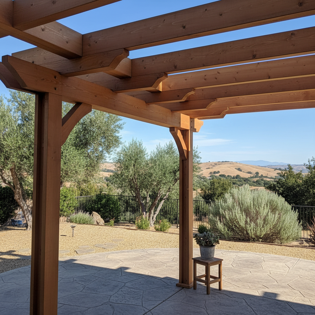 Completed pergola construction work at a residential property in Temecula, CA