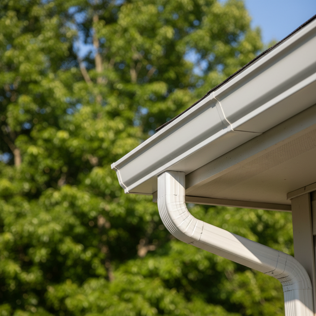 Completed gutter replacement work at a residential property in Louisburg, NC