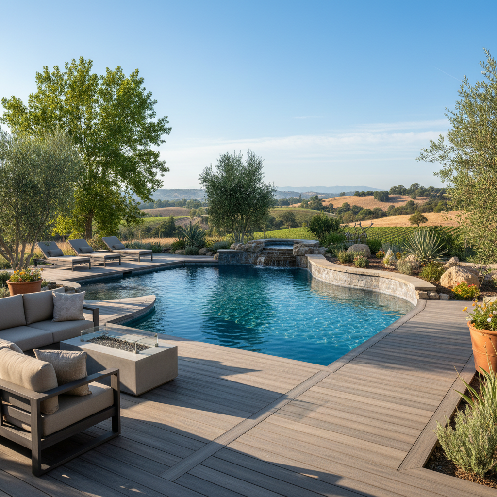 Completed pool decks work at a residential property in Temecula, CA