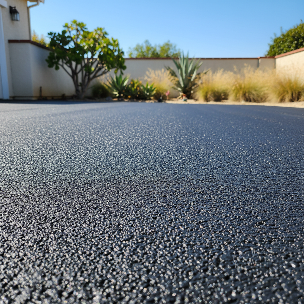 Completed asphalt sealcoating work at a residential property in San Diego, CA
