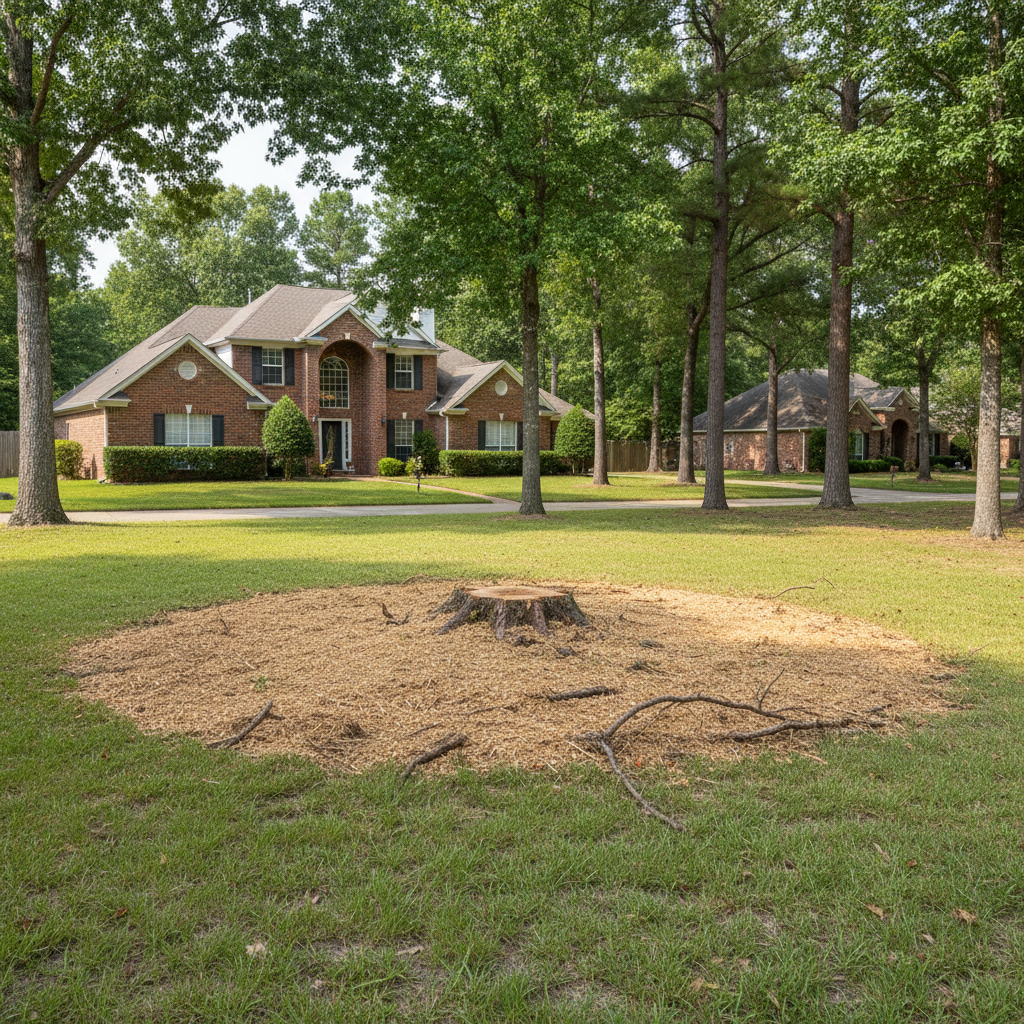 Completed stump grinding & removal work at a residential property in New Caney, TX