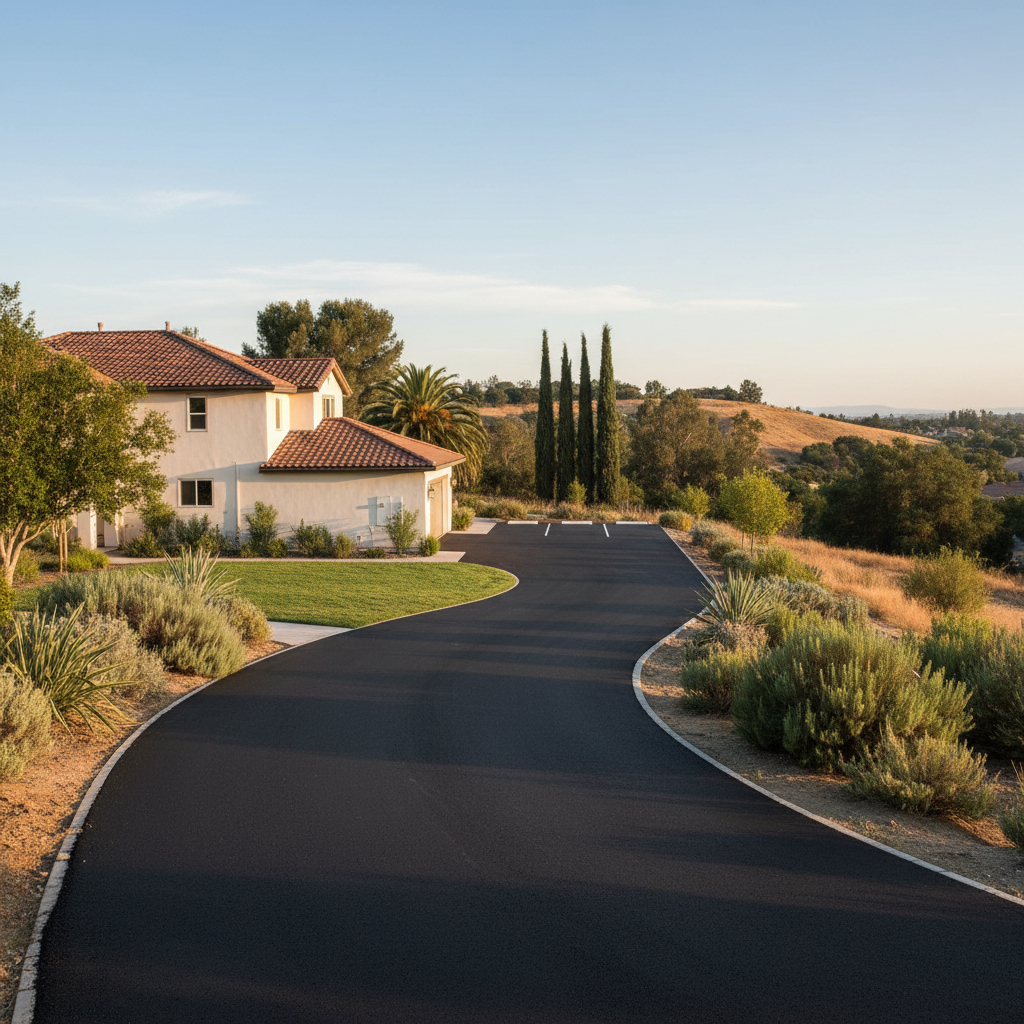 Completed residential asphalt work at a residential property in Brea, CA