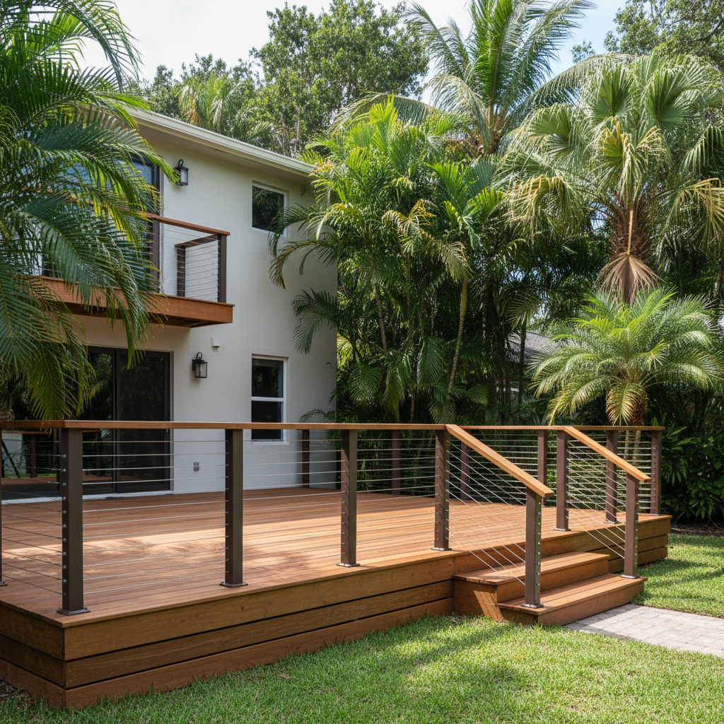 Completed deck railing installation work at a residential property in Fort Lauderdale, FL