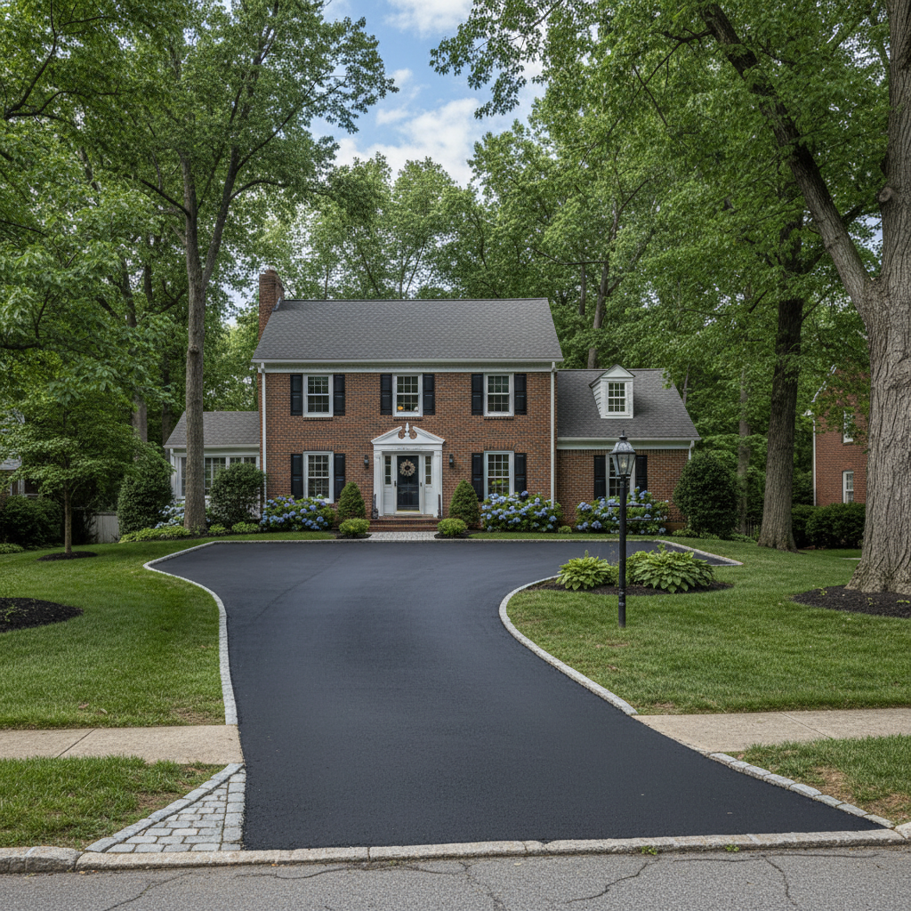 Completed asphalt sealcoating work at a residential property in Philadelphia, PA
