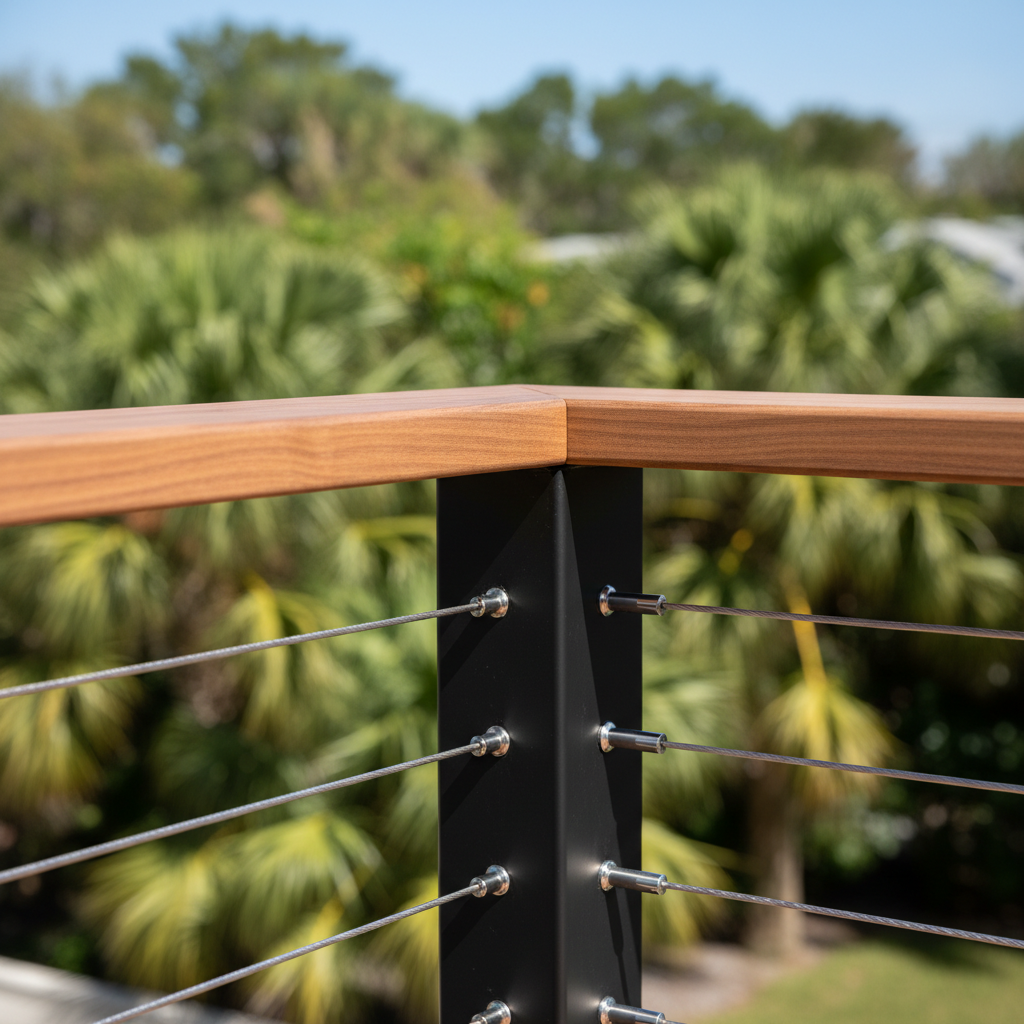 Completed deck railing installation work at a residential property in Fort Lauderdale, FL