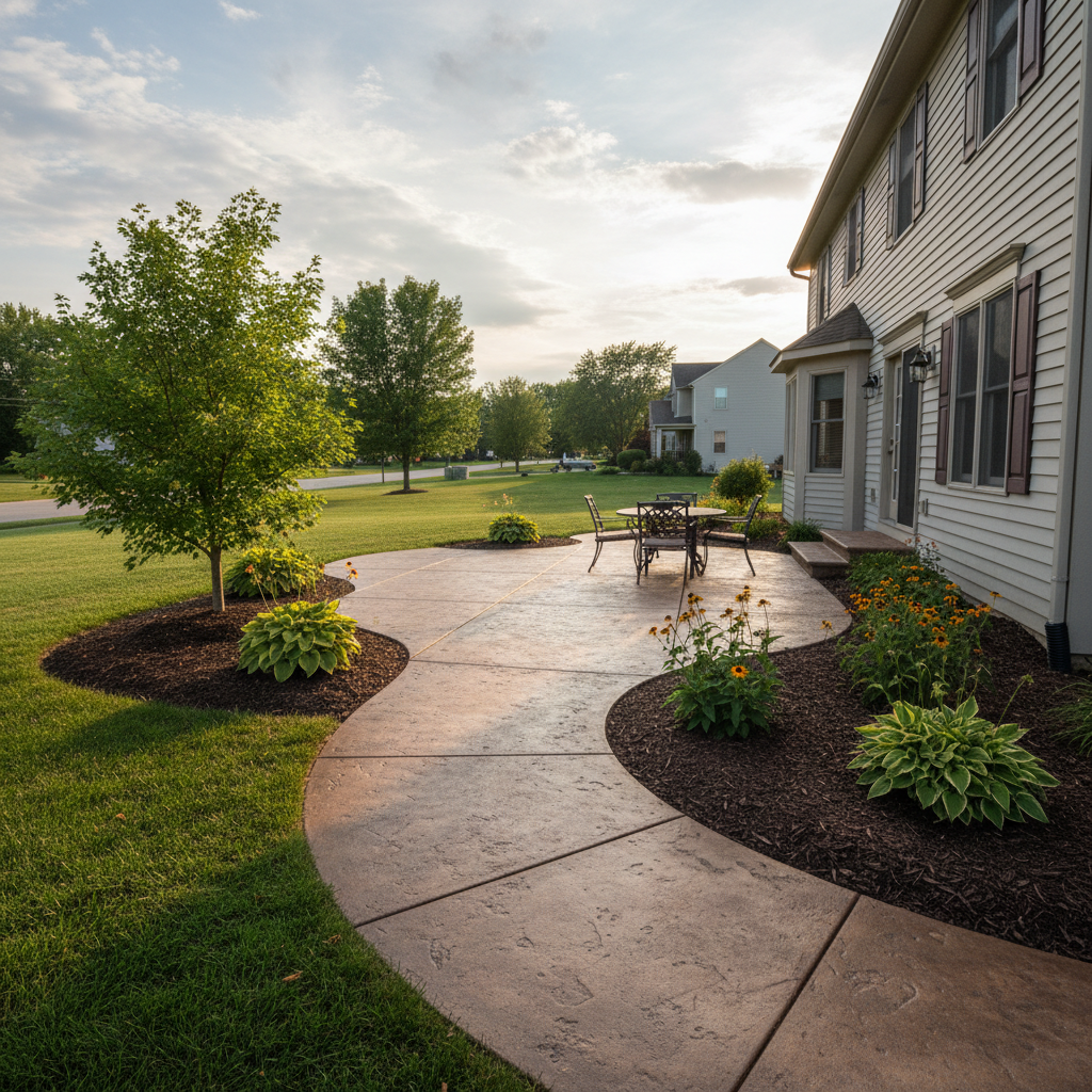 Completed concrete staining work at a residential property in Naperville, IL