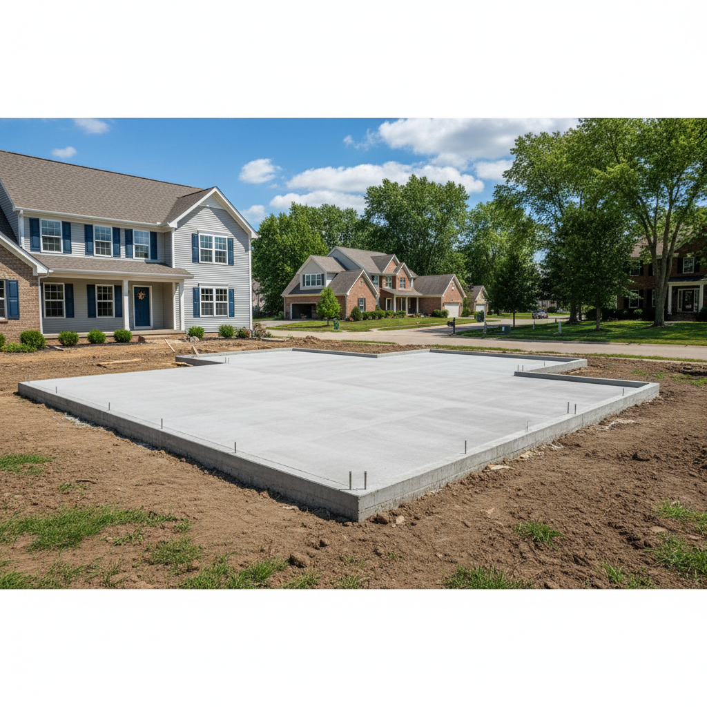 Completed concrete foundations work at a residential property in Naperville, IL