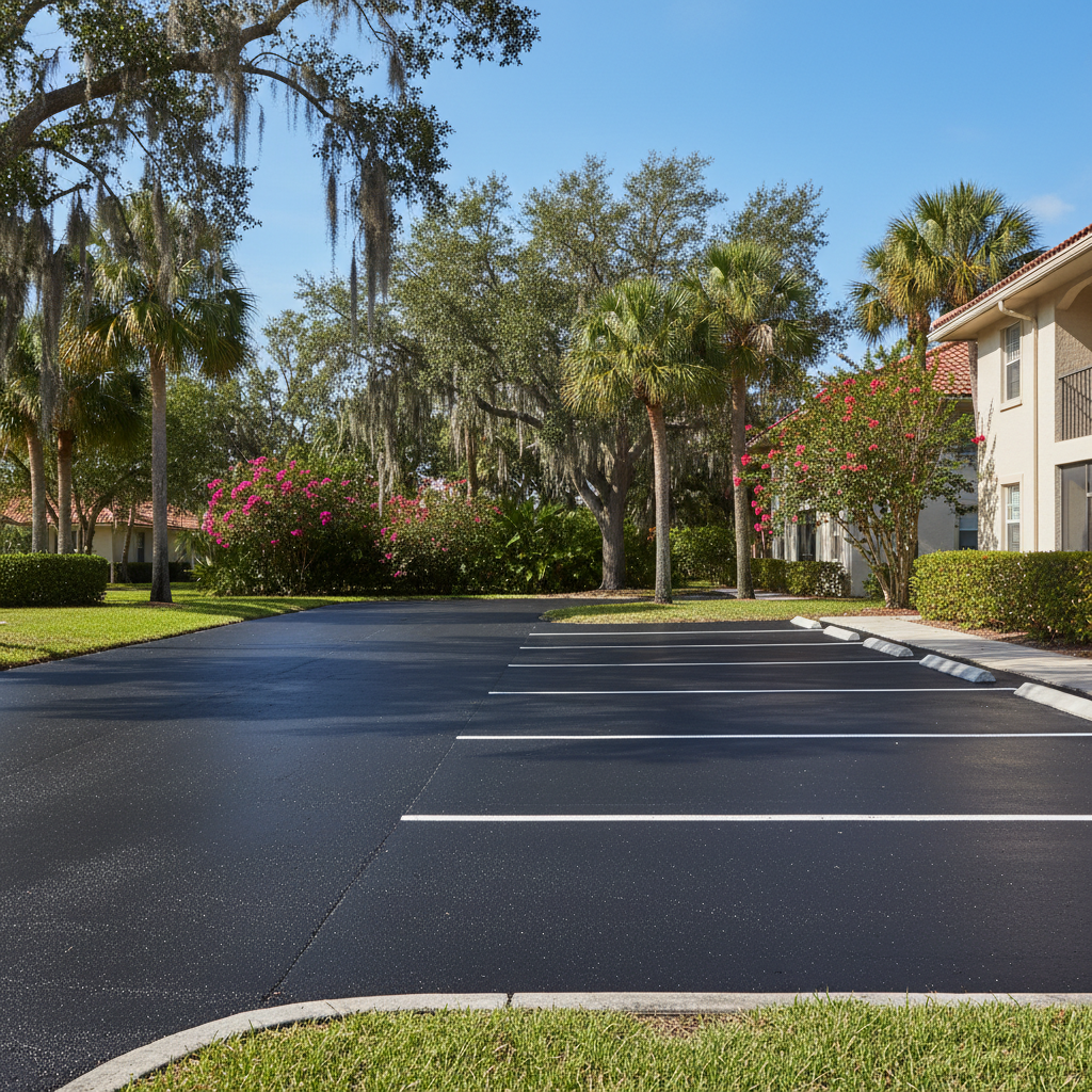 Completed commercial asphalt work at a residential property in Tampa, FL