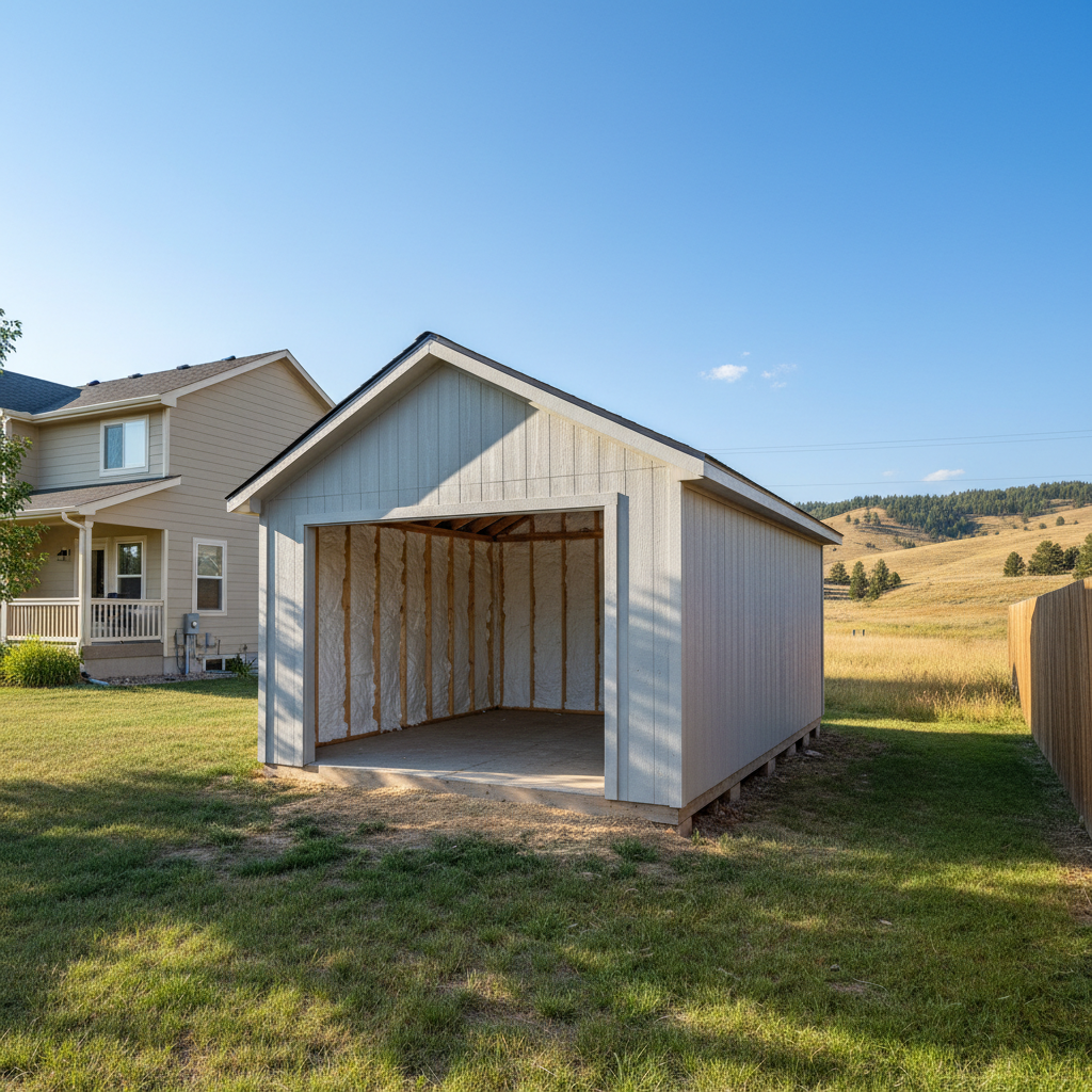 Completed shed insulation work at a residential property in Laurel, MT